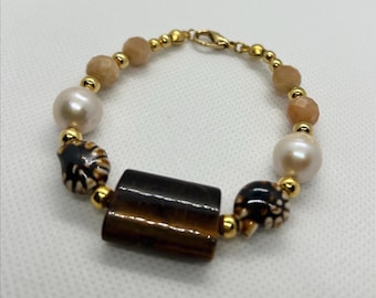 Boho Bracelet (Natural Stones & Pearls and Handmade)