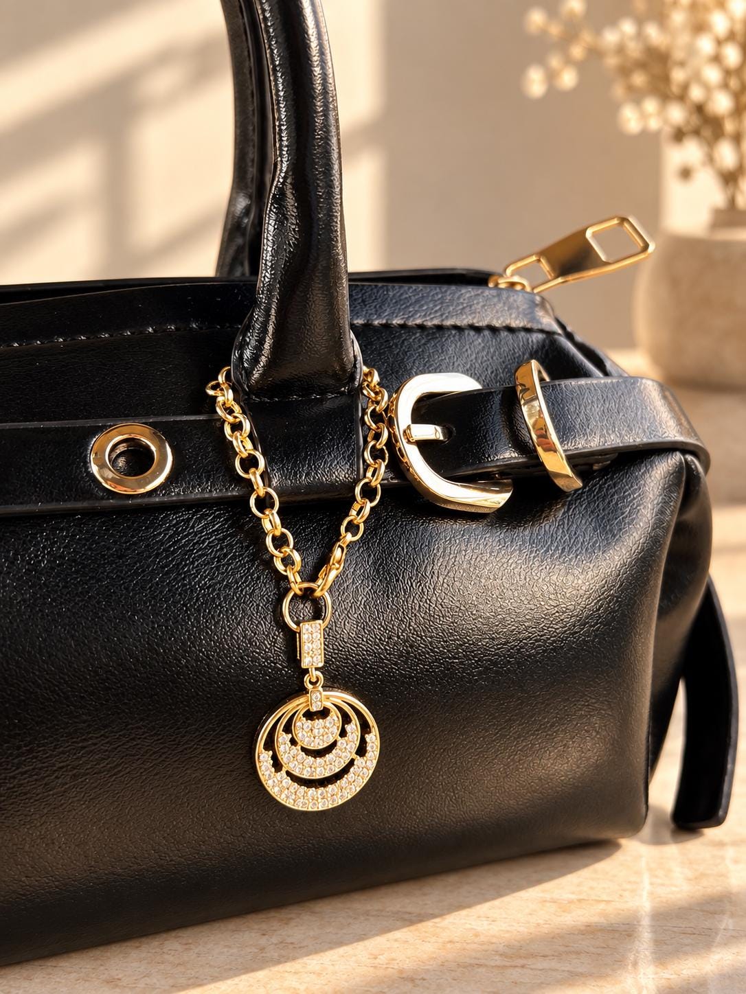 Crystal Crescent Bag Charm