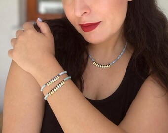 Antique-Inspired Jewelry Set  (Two bracelets and a necklace & handmade)