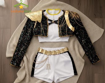 Déguisement K Pop chasseurs de démons filles Rumi Mira Zoey tenue paillettes paillettes Cosplay ensemble enfants fête d'halloween uniforme pour enfants