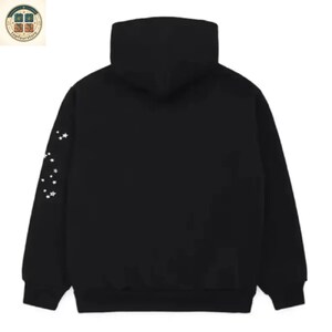 Sudadera con capucha Sp5der negra con estampado de telaraña estilo Y2K, estilo urbano unisex. imagen 2