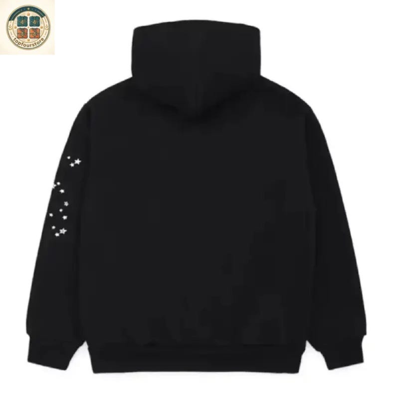 Sudadera con capucha Sp5der negra con estampado de telaraña estilo Y2K, estilo urbano unisex. imagen 2