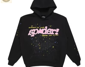 Black Sp5ders Hoodie | Y2K Spider Graphic Hoodie | Unisex Streetwear