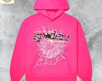Pink Sp5der Hoodie Streetwear Sweatshirt || Oversized Spider Web Hoodie