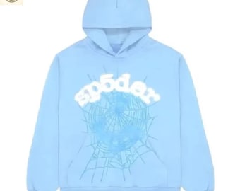 Blue Sp5der Style Hoodie || Unisex Spider Web Graphic Y2K Pullover Streetwear