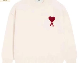 Ami Paris broderad unisextröja || Minimalistisk Paris-stil rund halsringning