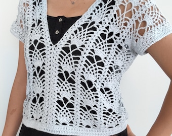 Pina Top Crochet Pattern PDF + Video, Pineapple Lace Crochet Top, Easy Two-Panel Summer Top