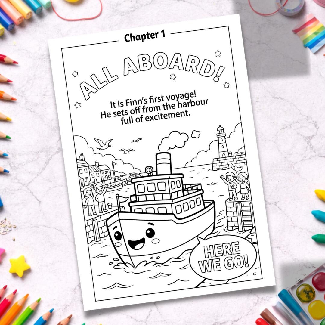 Boat Coloring Pages for Kids Who Point at Every Ferry — Instant ...