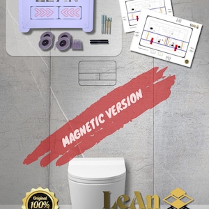 Könnte beinhalten: Eine weiße Keramiktoilette mit dem Text "LeAn KERAMIXPRO" und "MAGNETIC VERSION" in Rot. Das Bild enthält Diagramme, Hardware und ein goldenes Siegel mit der Aufschrift "Original 100%."