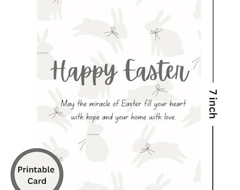 Biglietto di Pasqua moderno stampabile, motivo minimalista con coniglietto, auguri di Buona Pasqua in formato digitale.