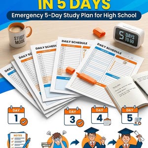 Emergency 5-Day Exam Study Plan for High School Students (Printable PDF)