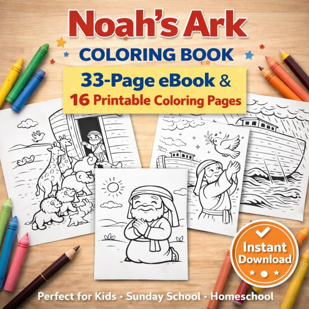 Noah's Ark Coloring Book for Kids | Printable Bible Coloring Pages ...