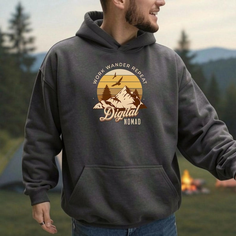 Work Wander Repeat Sweatshirt, Digital Nomad Hoodie, Remote Worker Gift Dark Heather
