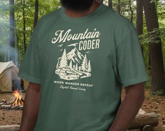 Mountain Coder Tee, Vintage Nature Programmer Shirt, Digital Nomad Apparel