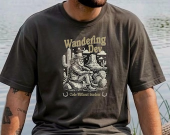 Wandering Dev Shirt, Digital Nomad Tee, Remote Coder Gift, Work From Anywhere