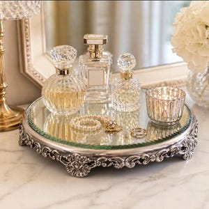 gold dressing table tray Acrylic Vanity Tray with Gold Handles