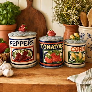 Vintage Vegetable Canisters - Etsy