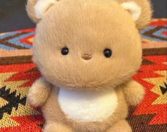 Urso de pelúcia marrom fofinho e adorável, ursinho de pelúcia kawaii, presente para crianças.