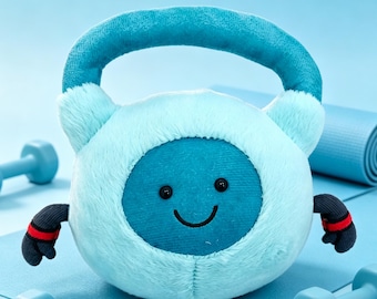 Kettlebell de Pelúcia Temático de Fitness Jellycat Amuseables Sports, o Companheiro de Academia Macio ideal para Fãs de Treino.