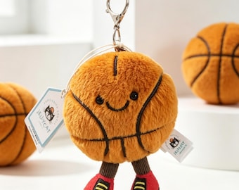 Brinquedo de pelúcia de basquete Jellycat Amuseables Sports, presente perfeito para fãs de basquete, lindo prendedor de bolsa de pelúcia