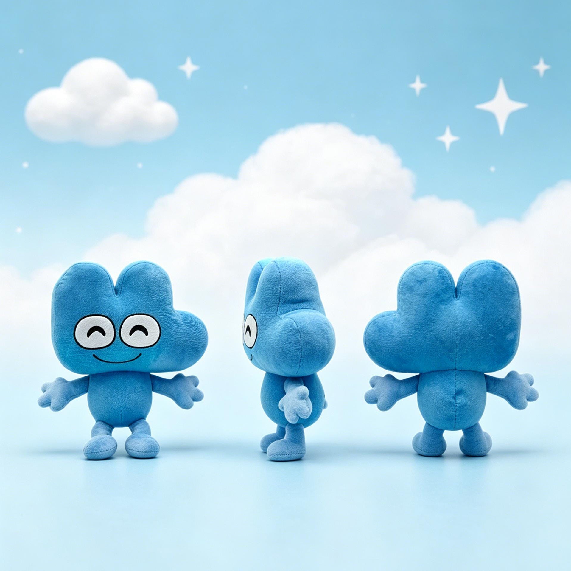 Blue Four Plush, BFDI Inspired Stuffed Toy, Soft Cartoon Character ...