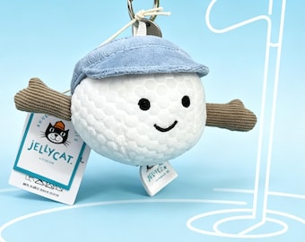 Pingente de Bolsa Jellycat Amuseable em Formato de Bola de Golfe, Chaveiro de Pelúcia Esportivo, Presente para Amantes de Golfe, Clipe de Bolsa de Pelúcia Fofo