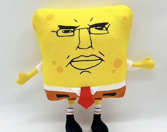 Soyjak Chudjak Chudbob Pelúcia, Óculos Engraçados Rosto Bob Esponja Bicho de Pelúcia, Internet Meme Plushie