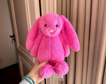 Coelho Jellycat Bashful rosa choque aposentado | Autêntico, novo com etiquetas amassadas, pelúcia rara de colecionador