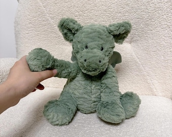Dragão de Pelúcia Fuddlewuddle da Jellycat, Dragão Verde Macio de Pelúcia, Brinquedo da Jellycat London
