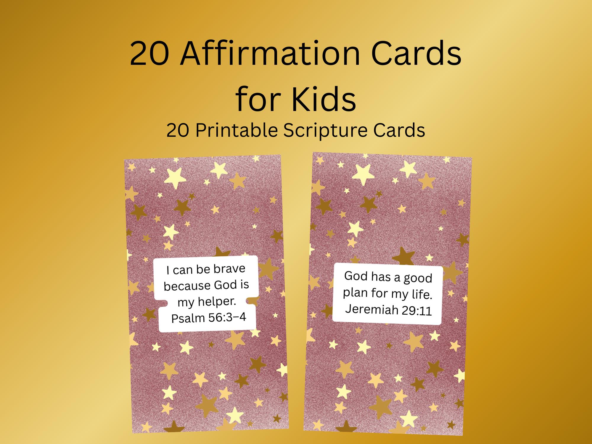 Printable Christian Affirmation Cards for Kids | Bible Verse ...