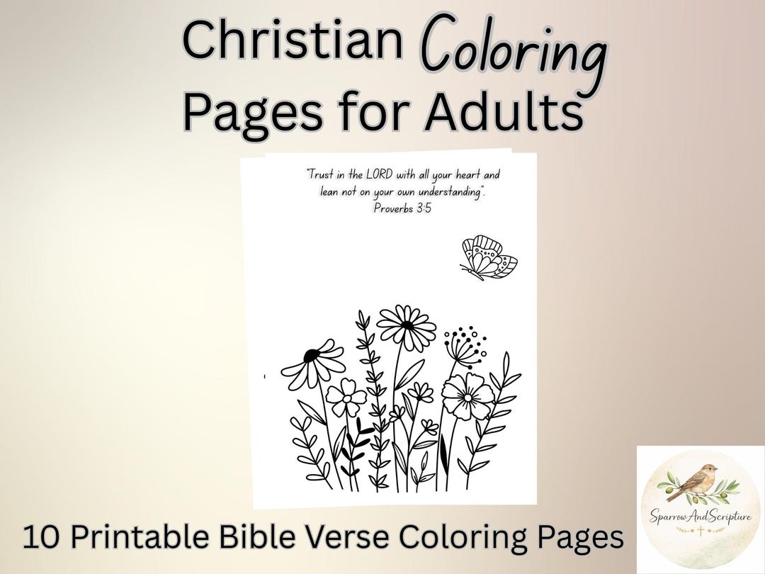 Christian Floral Coloring Pages for Adults | 10 Printable Bible Verse ...