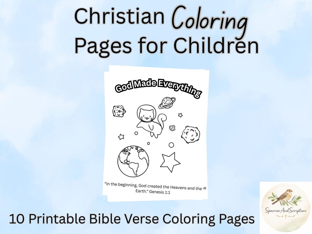 Christian Coloring Pages for Kids | Bible Verse Printable Pack (digital ...