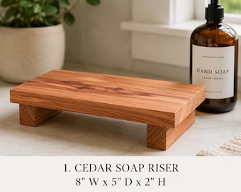 Cedar Soap Riser, Handmade Wood Sink Tray, Bathroom Counter Riser, Kitchen Dish Soap Stand, Rustic Wooden Soap Holder, Rubio Monocoat Finish