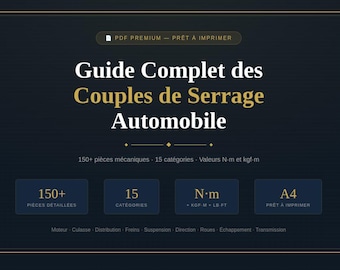 Drehmomentangaben für Kraftfahrzeuge (PDF-Leitfaden) | Über 150 mechanische Teile | Bremsen, Zylinderkopf, Räder, Motor | Kfz-Mechanik