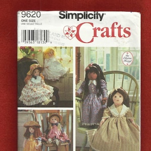 Simplicity 9620 Soft Stuffed Doll with Period Dresses Size 25 inches Tall UNCUT