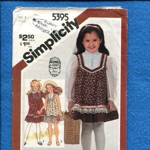 1980's Simplicity 5395 Little Girl Gunne Sax Country Dress Pattern Size 5 Girls