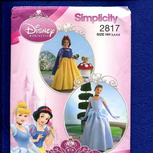 Simplicity 2817 Snow White & Cinderella Costumes Size 3 to 6 KIDS UNCUT
