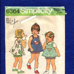 1970&#39;s Simplicity 6364 Summer Beach Sun Wrap Dress & Bloomers Pattern Size 1 Kids UNCUT