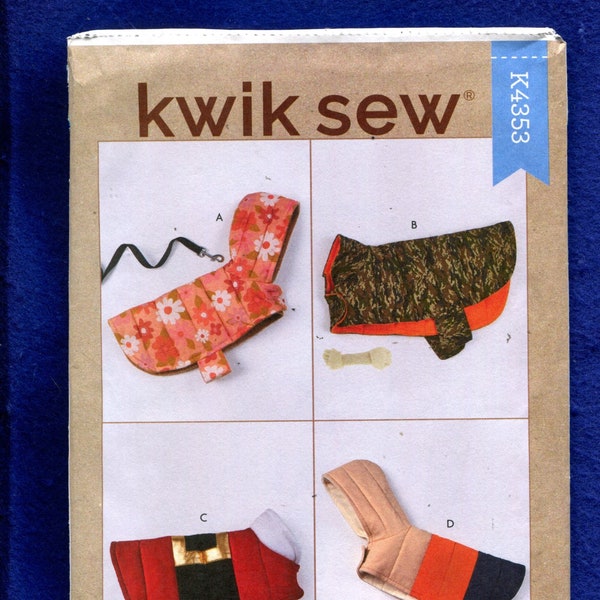 Kwik Sew 4353 Quilted Winter Dog Coats Pattern UNCUT