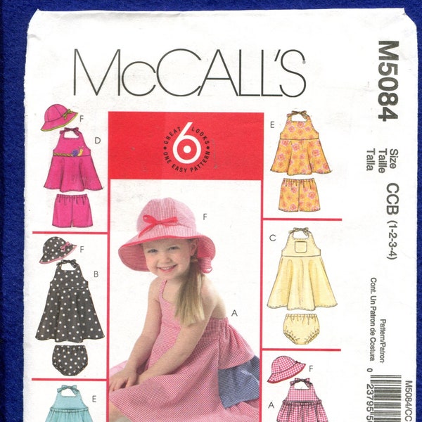 McCall's 5084 Summer Time Dresses Tops & Hats Pattern Size 1..2..3..4 UNCUT