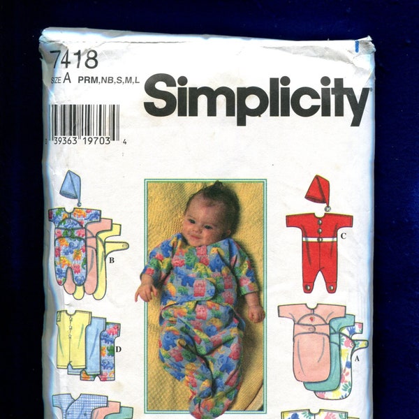 Simplicity 7418 Sweet Baby Layette Pattern Size Preemie to Large Babies UNCUT