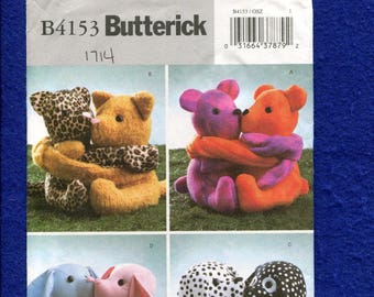 Butterick 4153 Hugging Bears Bunnies Kitties & Puppies Pattern UNCUT