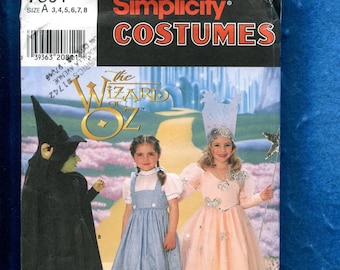 Simplicity 7801 Wizard of Oz Costumes Dorothy Wicked Witch of the West & Glinda for Little Girls Sizes 3 to 8 UNCUT