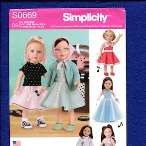 Simplicity 0669 1950&#39;s Sock Hop Dresses Pattern Size 18&quot; UNCUT