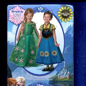 Simplicity 1097 Frozen Princess Costumes for Kids Sizes 3 to 8 UNCUT