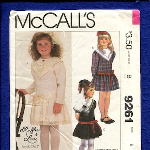 1980 &#39;s Mccall&#39;s 9261 Sweet drop taille Girl&#39;s jurken patroon maat 6 ONBESNEDEN