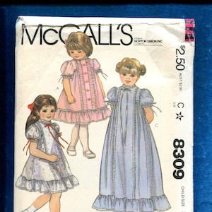 1980&#39;s McCallls 8309 Sweet Prairie Chic Dresses for Little Girls Size 2 UNCUT