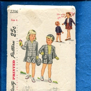 1950&#39;s Simplicity 2206 Mid Century Kids School Clothes Pattern Size 6
