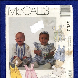 McCalls 5760 Ruffled Shoulder Rompers & Tee Shirts Pattern for Babies Size 6m..12m..18m..24m UNCUT