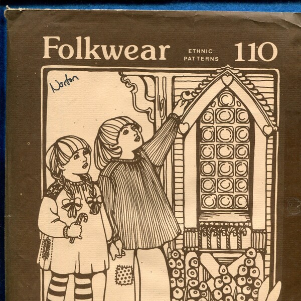 1970's Folkwear 110 Little Kittel Dress & Top for Kids Size 4 TO 10 UNCUT